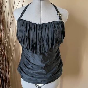 Black fringe tankini